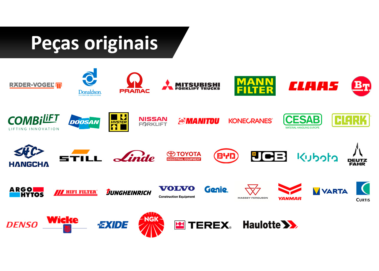 Peças para empilhadores e porta paletes, máquinas de construção, máquinas agrícolas